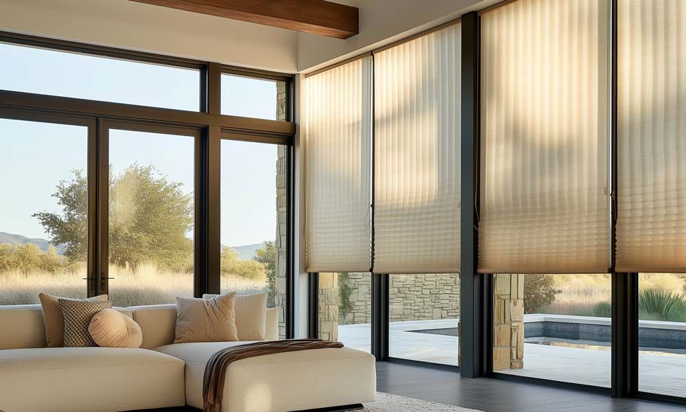 Pleated shades with sun-filtering fabrics for South Florida residences